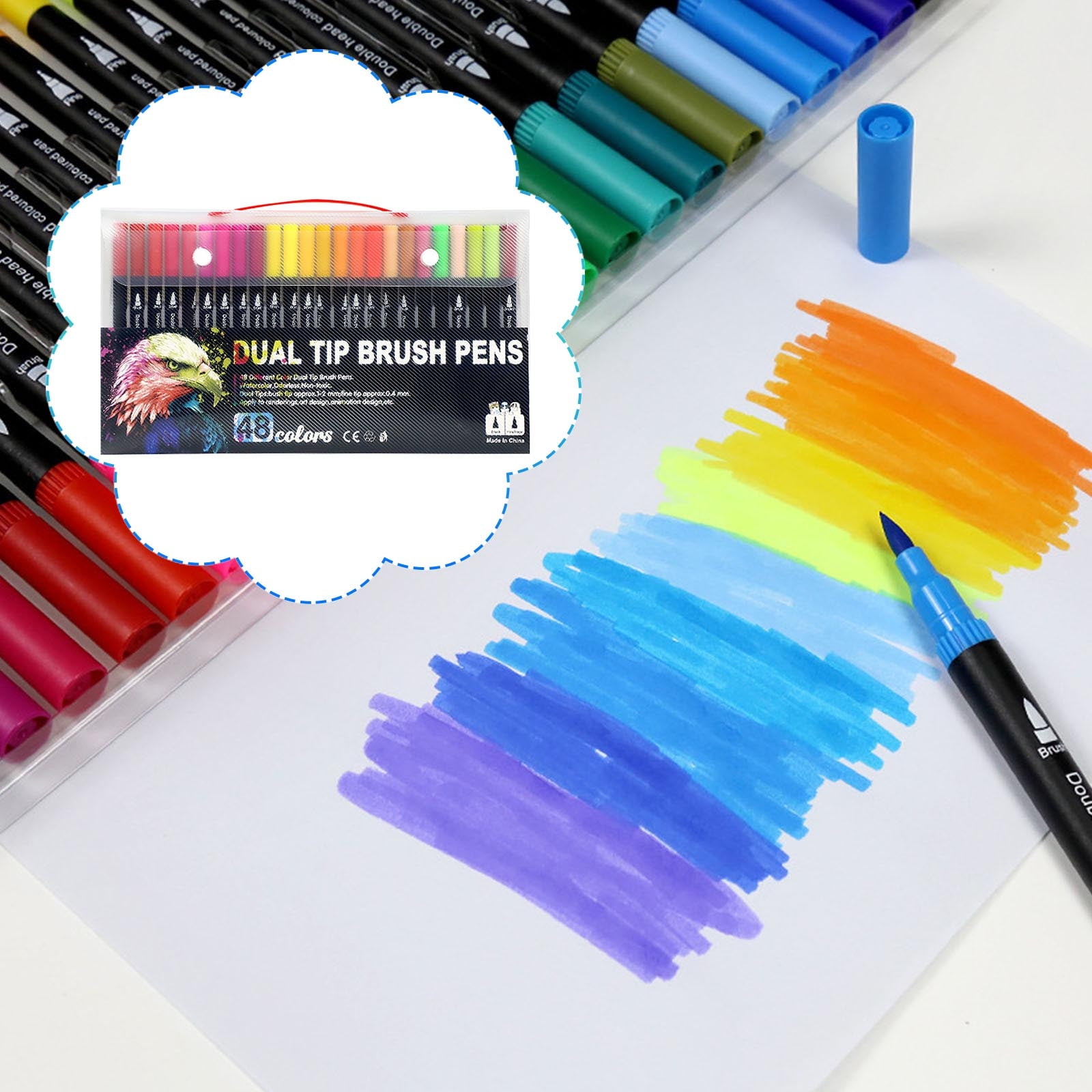 Qholemyo 3ml 24 Colors Double Line Highlighter Pens Art Supplies Color Pens For Hand Account Diy Hand Painted Crafts