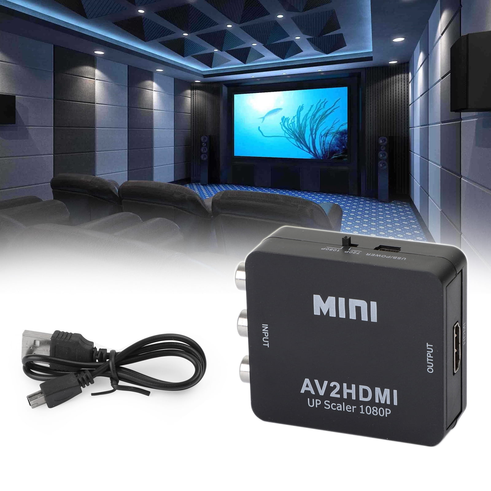AV to HDMI Adapter 1080P MINI AV2HDMI Adapter Video Converter Box for HDTV