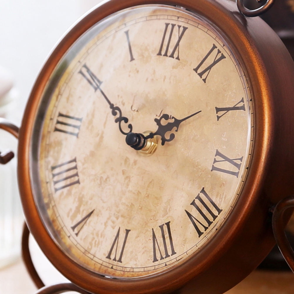 HONMEET 1Pc Retro Table Clock Coffee Finish Quiet Accurate Timekeeping Desktop Ornament
