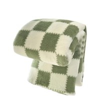 AYktou 79×47 Inch Fleece Throw Blankets, Soft and Warm Color-Blocking Check Pattern Cover Blanket, Plush Sofa Blanket Nap Blanket Bed Sheet Air Conditioning Blanket Gifts for Women & Men, Green