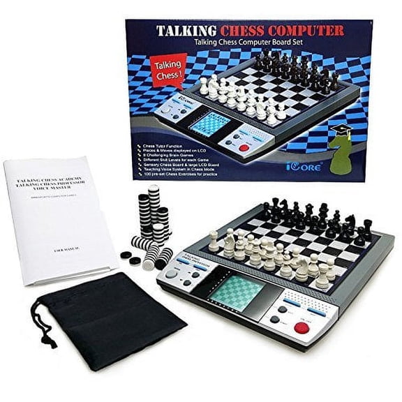 iCore Electronic Chess Set, Talking Chess Board Games for Kids Improving Chess Skills, 30 Skill Levels Interactive Unique Chess Easier to Learn Chess Master Games, 8 Games for Kids and Adults