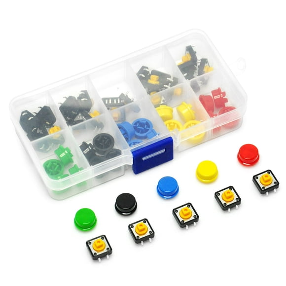 Gikfun 12x12x7,3 mm Pulsador táctil momentáneo SMD PCB interruptor con tapa para Arduino (paquete de 25 piezas) AE1027