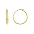 thumbnail image 3 of Brilliance Fine Jewelry 14K Gold Plated Sterling Silver Crystal Classic Round Hoop Women's Earring, 3 of 9