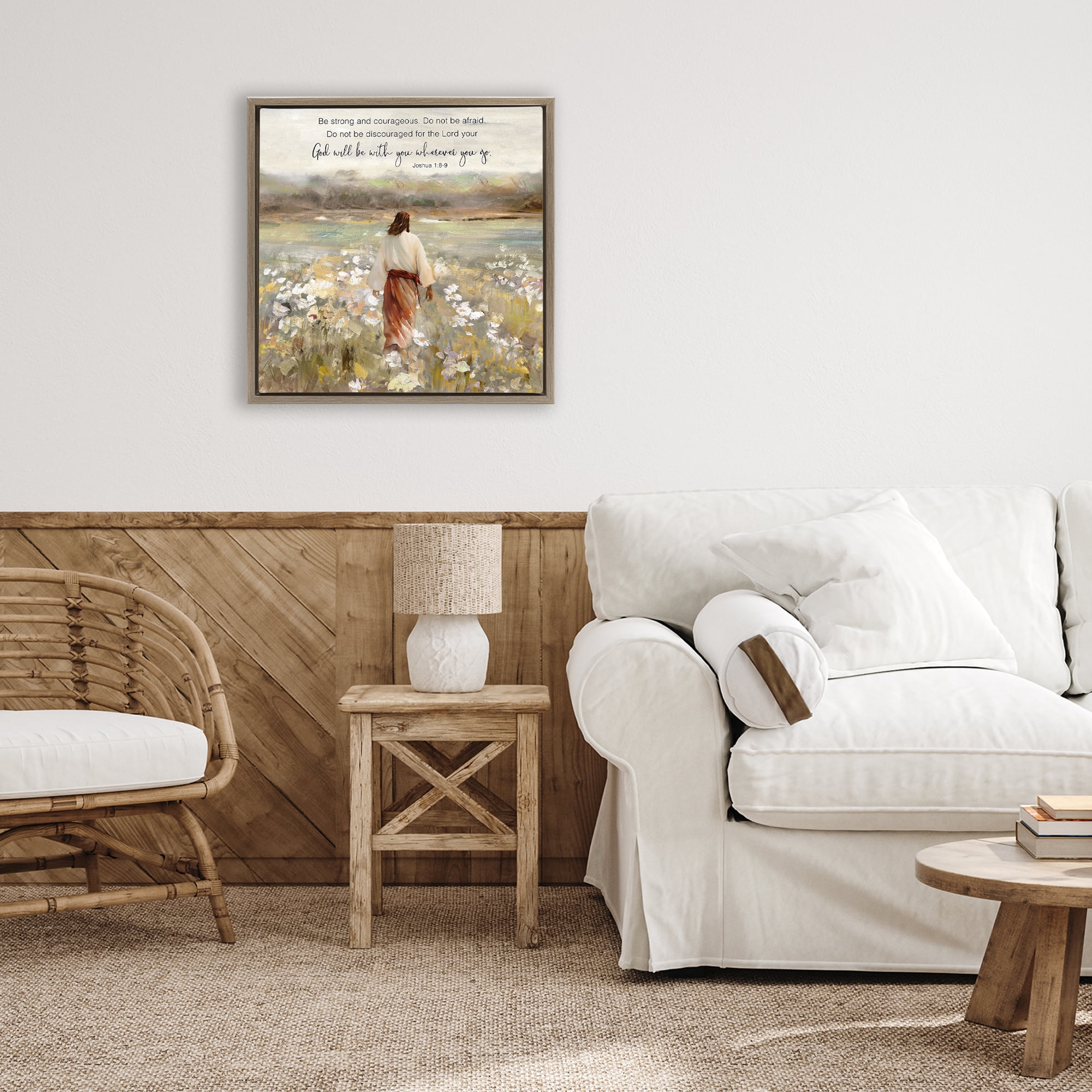 Stupell Industries God With You Wherever Brown Framed Floater Canvas Wall Art, design by Sally Swatland