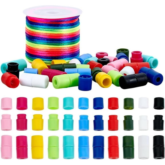 11 Colors 22pcs Lanyard Breakaway Clasps 20mm Bead Barrel Connector Safety Buckle Closure Clasp with 2mm x 10.9 Yards Colourful String Cord for Bracelet Jewellery Making DIY Crafts