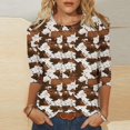 thumbnail image 2 of HongQid 3/4 Sleeve Print Top for Women Crew Neck Graphic Pullover Casual Layering Outfits Spring Fall Fashion Lightweight Trendy Printed Tunic, 2 of 5