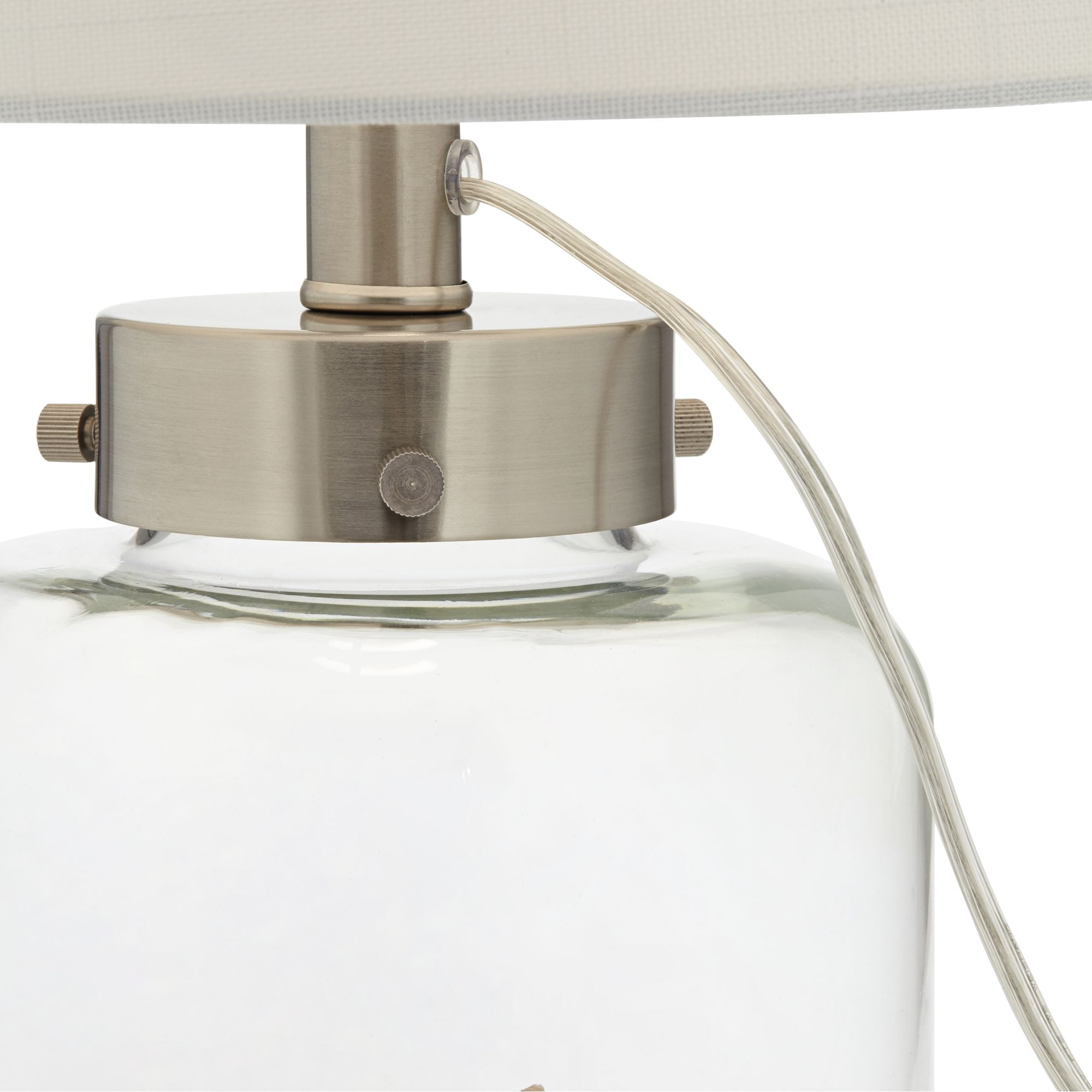 360 Lighting Canister Coastal Accent Table Lamp 20 1/2" High Clear Glass Fillable Sea Shells Off White Linen Drum Shade for Bedroom Living Room Kids