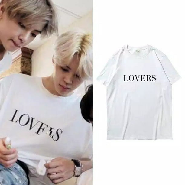 KPOP BTS JIMIN V Mismo Camiseta De Algodon Hombres Mujeres Talla Grande Estilo Coreano Impresion Carta Suelta Cuello Redondo Manga Corta Top Pareja Ropa De Moda Verano Casual Camisa Tee Bodega