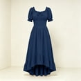 thumbnail image 5 of Oksale Halloween Womens Peasant Dress Puff Sleeve Flowy A Line Medieval Midi Dresses Ruffle Hem High Low Dress Zip Back Wench Renaissance Dresses Navy S, 5 of 8