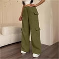 thumbnail image 6 of QQZ Wide Leg Cargo Joggers Pants For Women, Elastic Waist Drawstring Casual Track Pants, Daily Lounging Errands Travel Outfits, 6 of 6