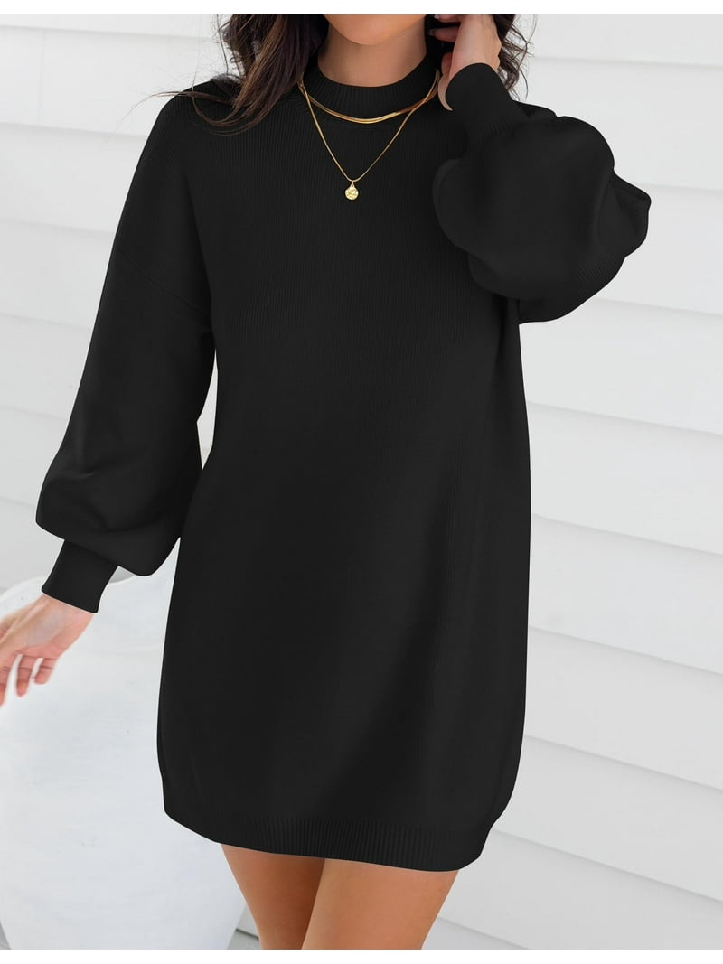 black oversized mini dress Oversized Gathered Short Dress in Black Black / XL