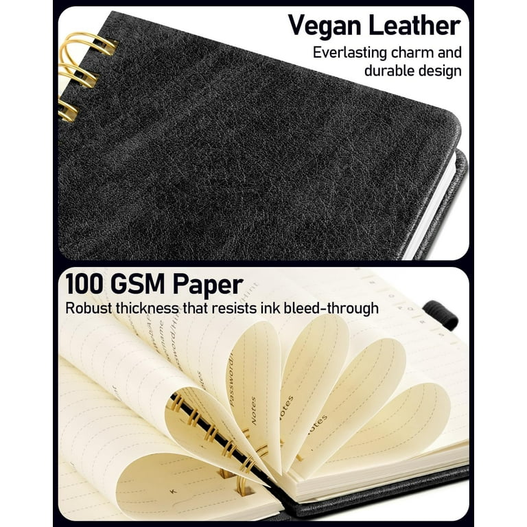 WEMATE Spiral Password Book with Alphabetical Tabs, Elastic