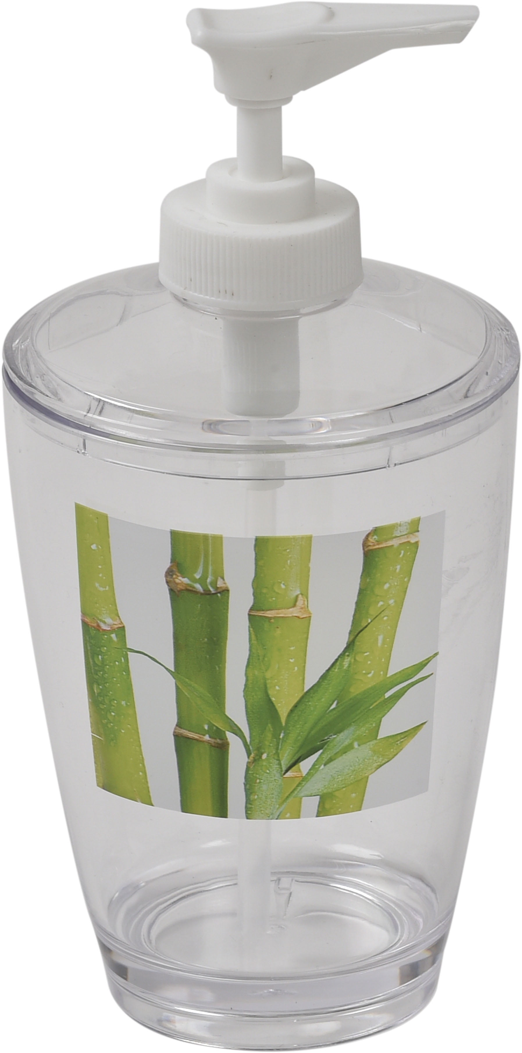 Clear Acrylic Printed Bath Soap and Lotion Dispenser Zen and Co