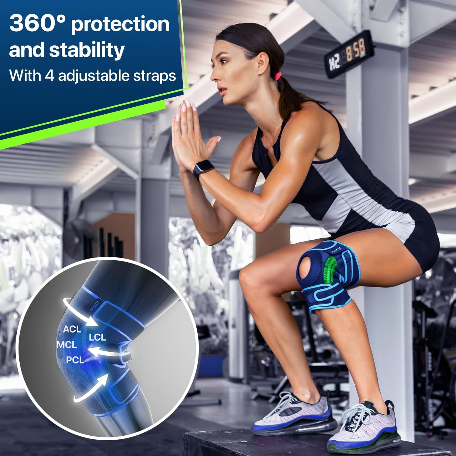 DR. BRACE Compression Knee Brace with Side Stabilizers & Patella Gel Pads, Knee Support for Knee Pain, Running & Sports, Men & Women (Zeus, Large)