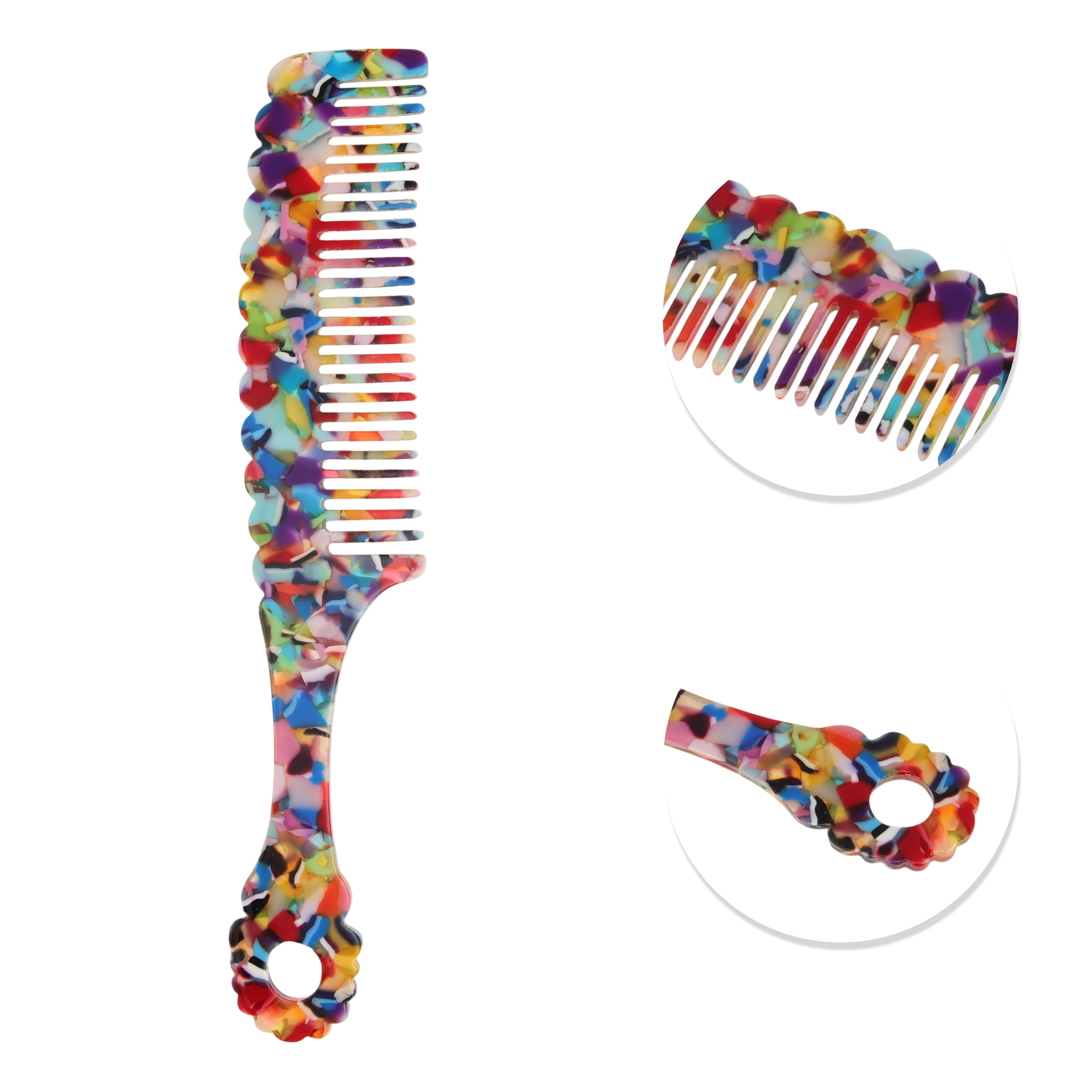 Unique Bargains 1 Pc Stylish Fashion Durable Handle Wavy Hair Comb Assorted Color