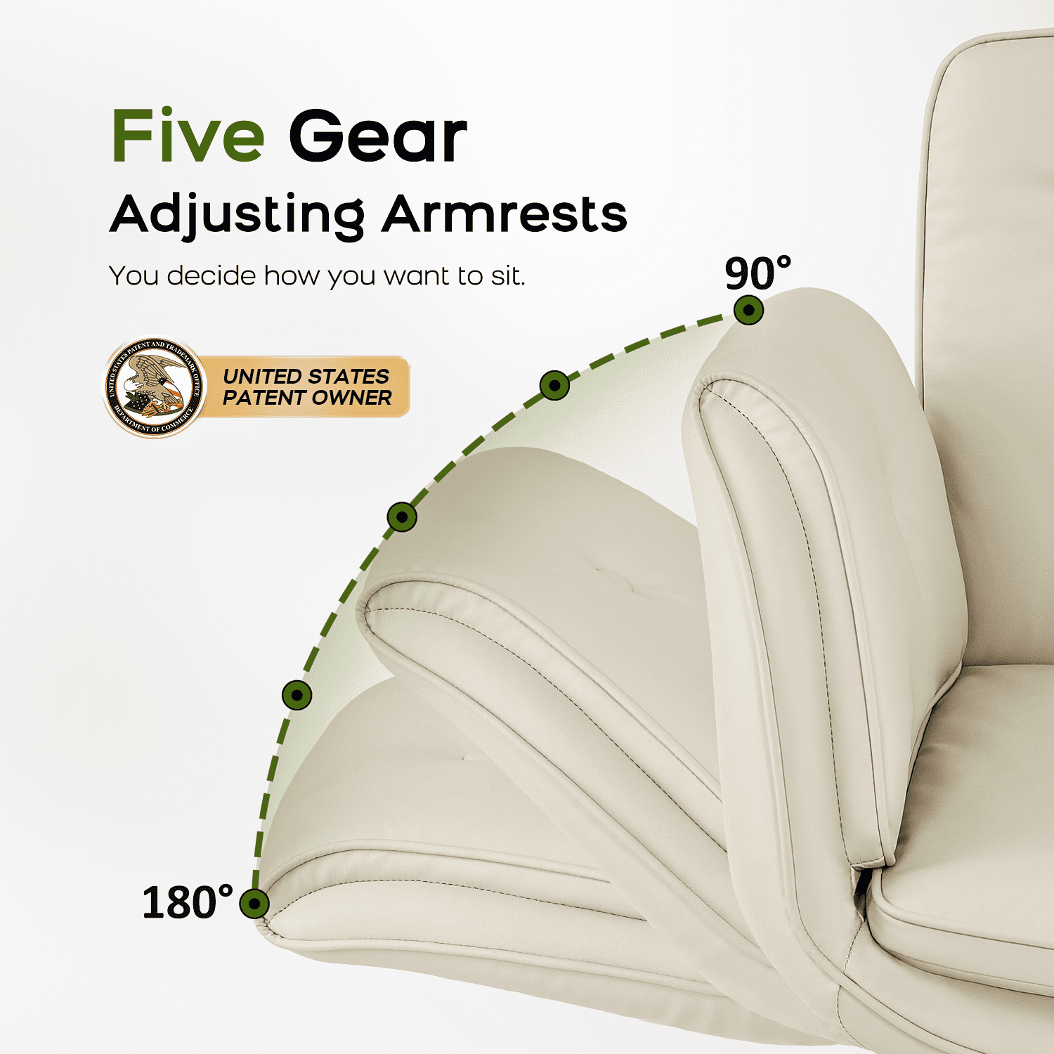 TMV Vanity Chair Oversized, Criss Cross Design Office Desk Chair - Big & Tall Computer Chair with Foldable Arms, Swivel and Wheels,Cream