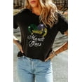 thumbnail image 5 of Women's Black Rhinestone Mardi Gras Clown Hat Graphic Crewneck Tee | [ZhiHiMeRi] | (US 20-22)2XL, 5 of 5