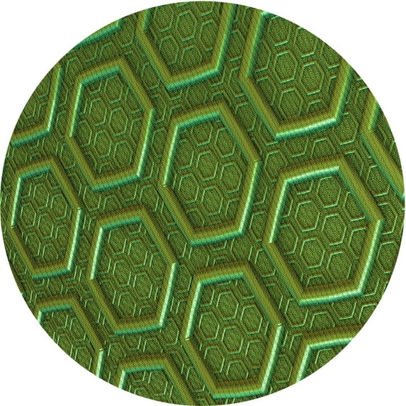 Ahgly Company Machine Washable Indoor Round Transitional Army Green Area Rugs, 3' Round