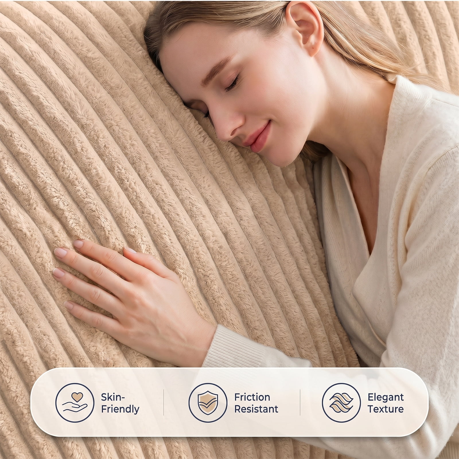 VIREO 3 in 1 Bean Bag Chair Giant Bean Bag Chairs Convertible Bean Bag Floor Cushion with Machine Washable Cover, Beanbag Chairs for Adult (Beige)