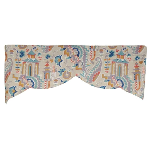 RLF Home 3" Rod Pocket High Quality Fabric Tea House Stamford Valance for Windows 50" x 16" Multi