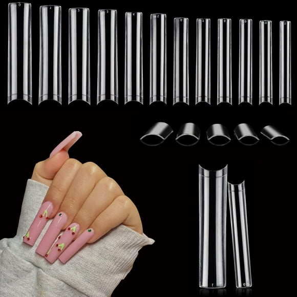 Clear Nail Tips for Acrylic Nails Professional,Straight Tapered Square French Fake Nail Tips for Nail Salons Home DIY