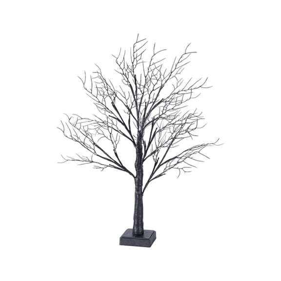 SUYOLL Halloween Decorations Black Bare Branch Tabletop Tree Light Warm Orange LED,Glowing Artificial Twig Tree Decor With Base For Seasonal Desktop Shelf Nightstand Home Party Ambient Display