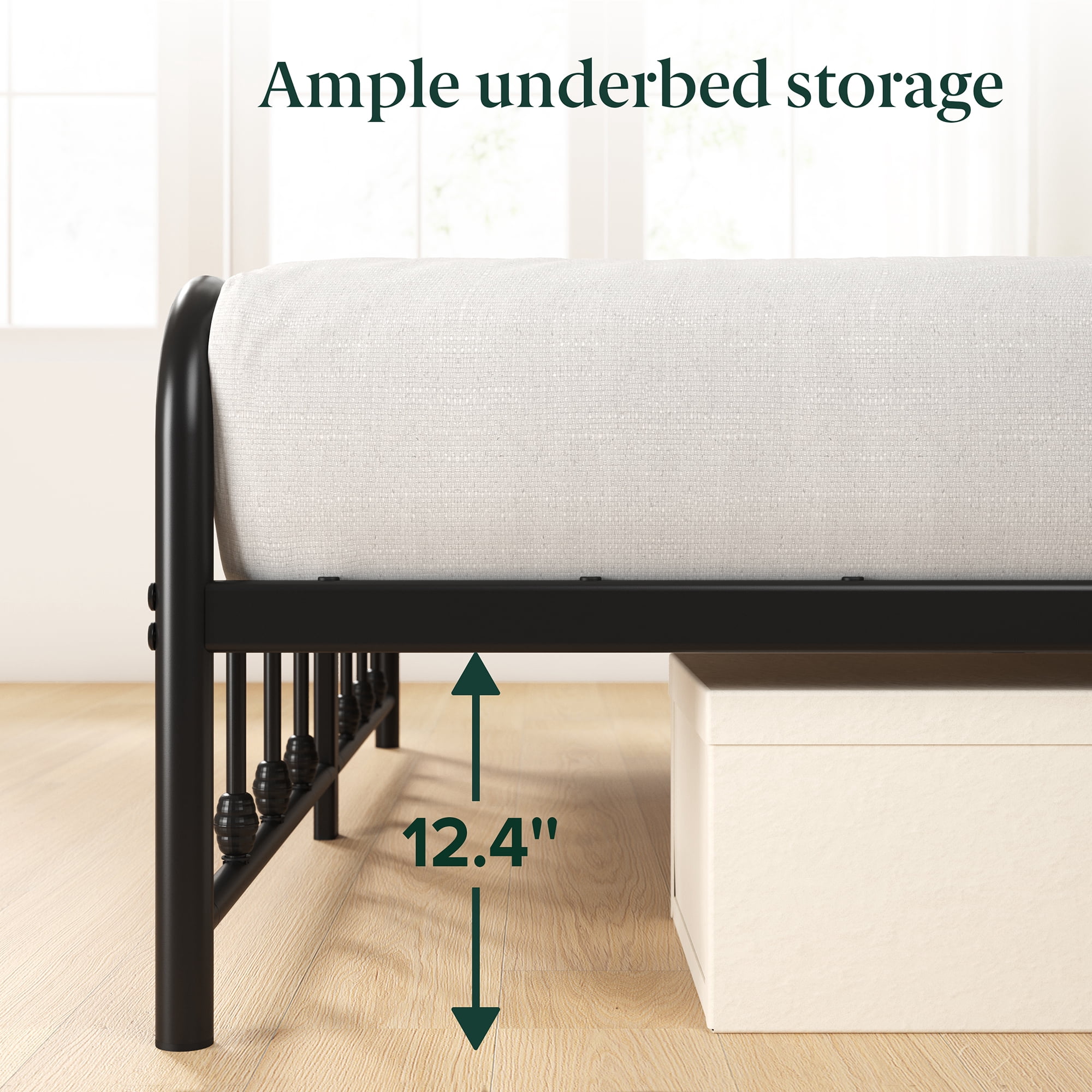 Mainstays Twin Modern Metal Platform Bed Frame with Curved Headboard, No Box Spring Needed, Black