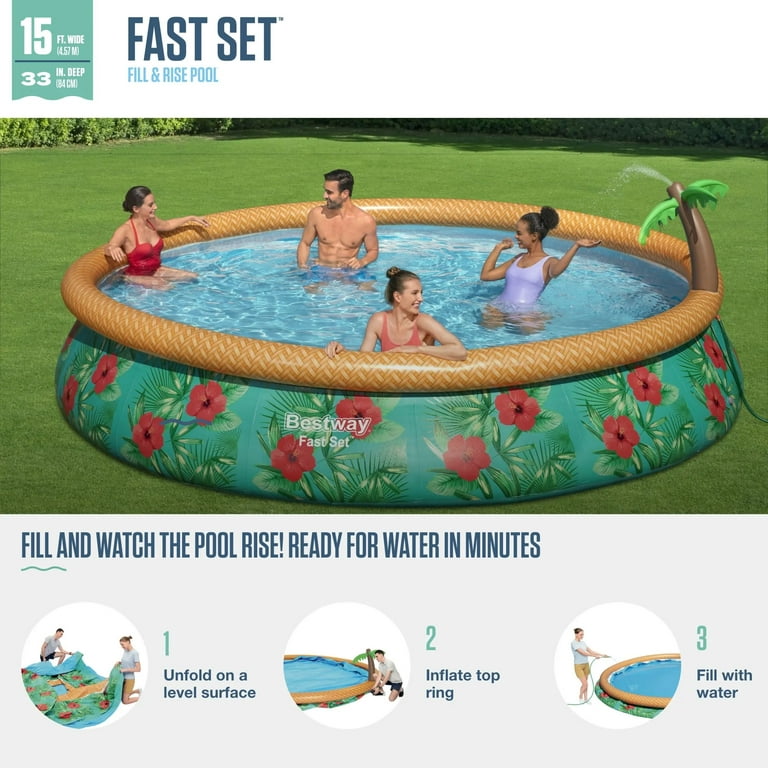 Pool Inflatable with Set Set Bestway Palms Paradise 15\'x33\