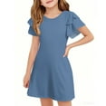thumbnail image 4 of TQWQT Blue Dresses for Girls Ruffle Short Sleeve Basic Dress Size 10-12 Summer Cute A Line Sundress Kids Crew Neck Skater Dress Girls Dresses Tween Girls T-Shirt Dress Blue 160, 4 of 4