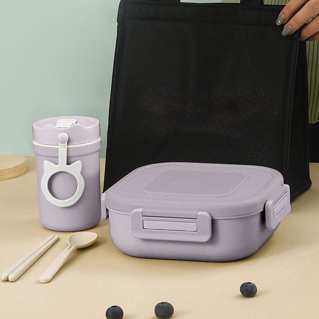 TIMIFIS Plasti C Lunch Bo X Set, Kitchen Appliances Lunch Box Set Lunch Box Tableware Breakfast Cup Insulation Bag Microwaveable Lunch Box Square Compartment Lunch Box Fruit Box