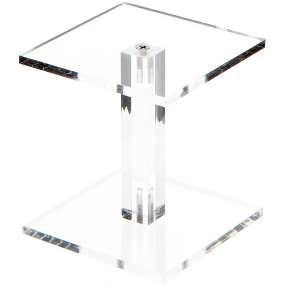 Plymor Clear Acrylic Square Barbell Pedestal Display Riser, 4.5" H x 4" W x 4" D (1/4" thick)