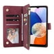 thumbnail image 3 of For Samsung Galaxy A35 5G Case Zipper Leather Wallet Cover with Multiple Card Slots - Wine Red, 3 of 5