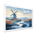 thumbnail image 2 of Designart "Dutch Countryside Wind Turbine Meadows I" Architecture Framed Wall Art Decor - Industrial Blue Wind Turbines Hallway Framed Wall Art Decor, 2 of 6
