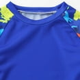 thumbnail image 4 of Kids' Long Sleeve Cartoon Sark Print Quck Dry 2 Piece Swimsuit Set With Swim Trunks, 4 of 8