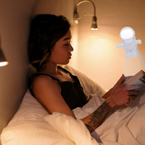 WASHWEPE Astronaut Pattern Led Desk Lamp White 1Pack 2.2x1.8x1.2in