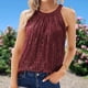 thumbnail image 5 of Camisola Lentejuelas Señoras Halter Tops Chaleco de verano de color sólido Estilo retro Ropa diaria (Rojo vino L) Kuymtek para Mujer Vino rojo T M, 5 of 5