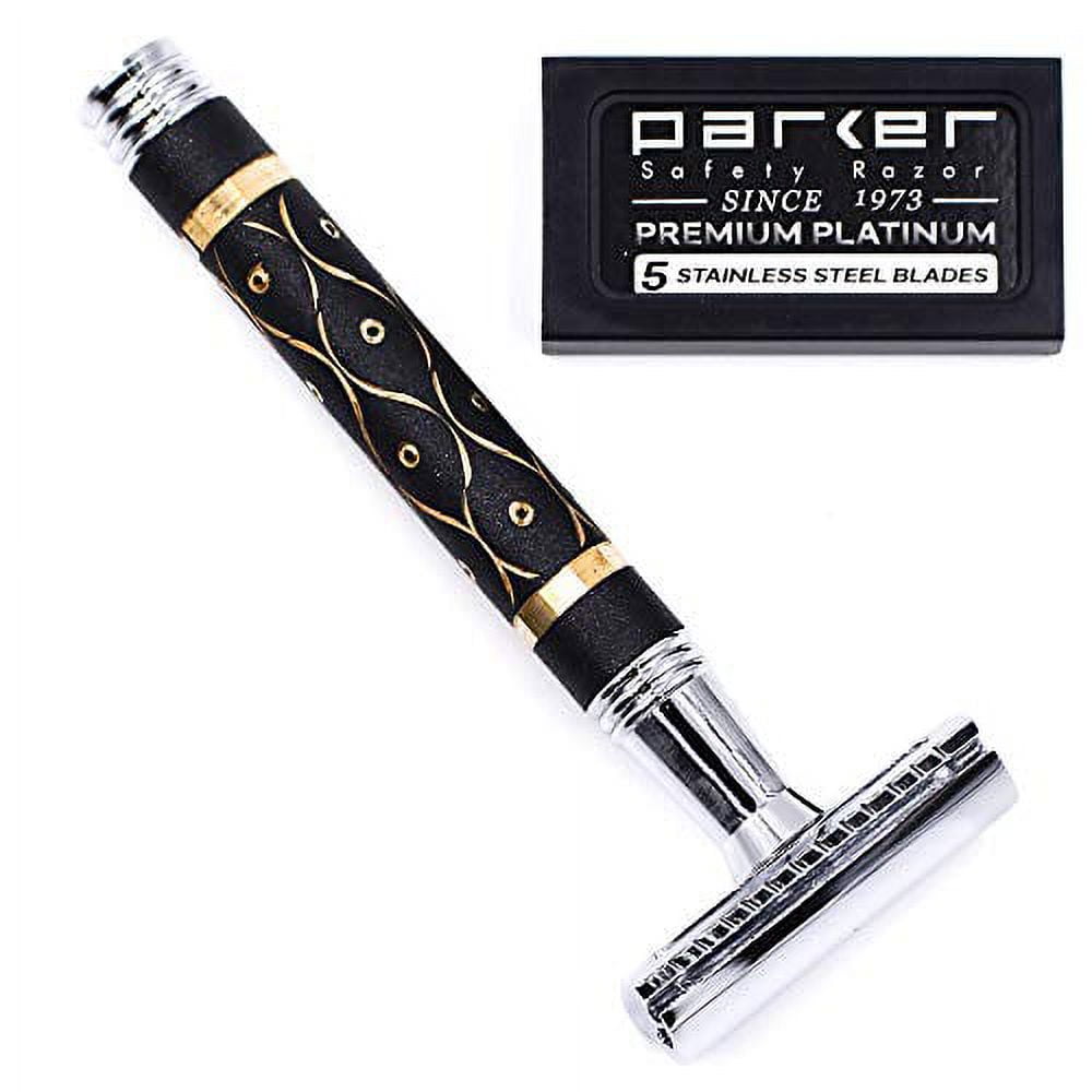 Parker 65R Super Heavyweight Double Edge Safety Razor & 5 Premium Blades
