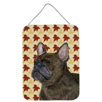 French Bulldog Fall Leaves Portrait Wall or Door Hanging Prints