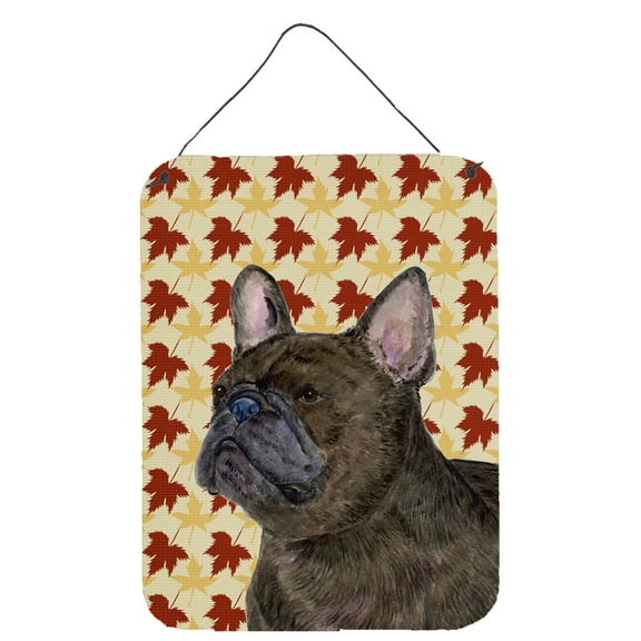 French Bulldog Fall Leaves Portrait Wall or Door Hanging Prints
