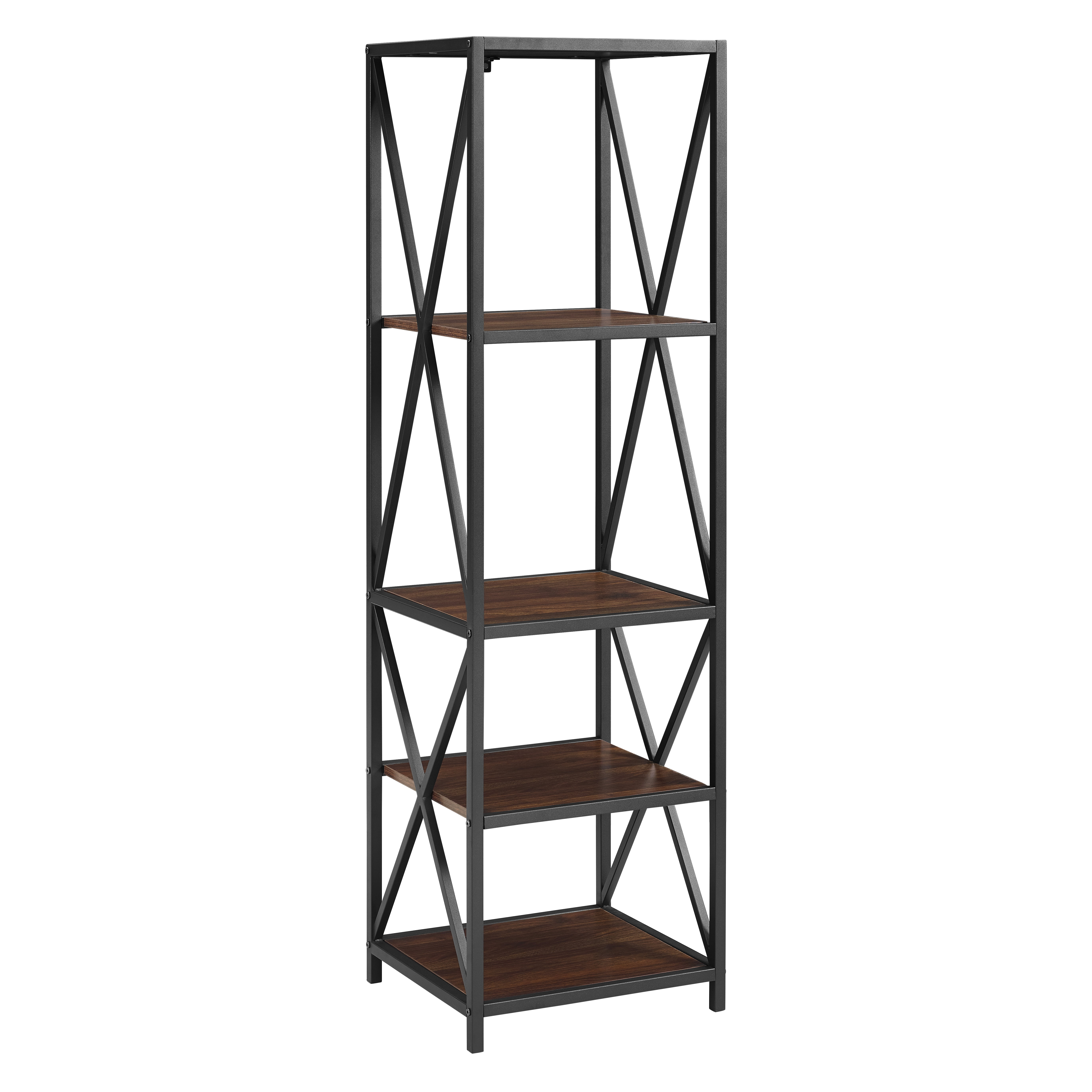 Woven Paths Charlie Farmhouse 4-Shelf Bookcase, Dark Walnut