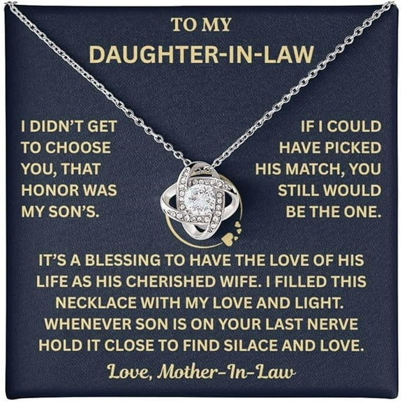 To My Daughter in law Necklace Gifts From Mother in law Christmas Birthday Gifts For Her on Wedding Day with Message Card and gift box