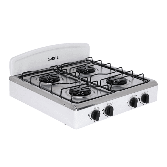 Estufa Parrilla de Gas de Mesa Garell 4 quemadores Blanca Acero Inoxidable PM4Q-IB