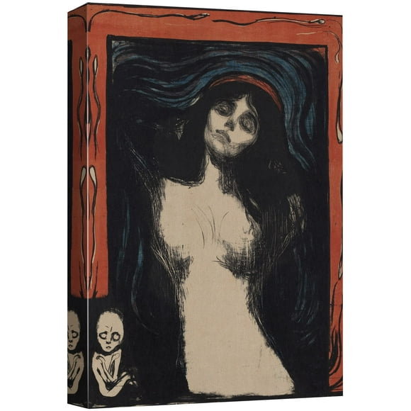 wall26 Impression sur Toile Art Mural Madonna par Edvard Munch Illustrations Historiques Art Traditionnel Coloré Sombre pour Salon Chambre Bureau - 12 Pouces"x18 Pouces"