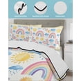 thumbnail image 4 of Quilts Twin Size Bedding Set, Rainbow Sunshine Lightweight Quilted Comforter, Rainy Cute Yellow Border Soft Reversible Bedspread Coverlet with Pillow Covers for All Season, 68" x 86", 4 of 7