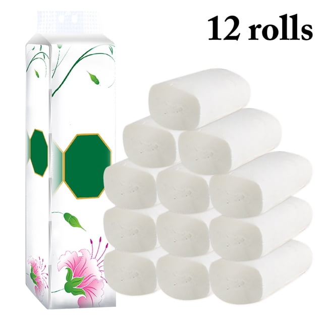 Coofit 12 Rouleaux de Papier Toilette 4 Couches Serviette en Papier Lisse Sans Rouleau de Carton