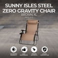thumbnail image 5 of Four Seasons Courtyard Sunny Isles XL Zero Gravity Outdoor Chairs, 3 Pack, Brown, 5 of 9
