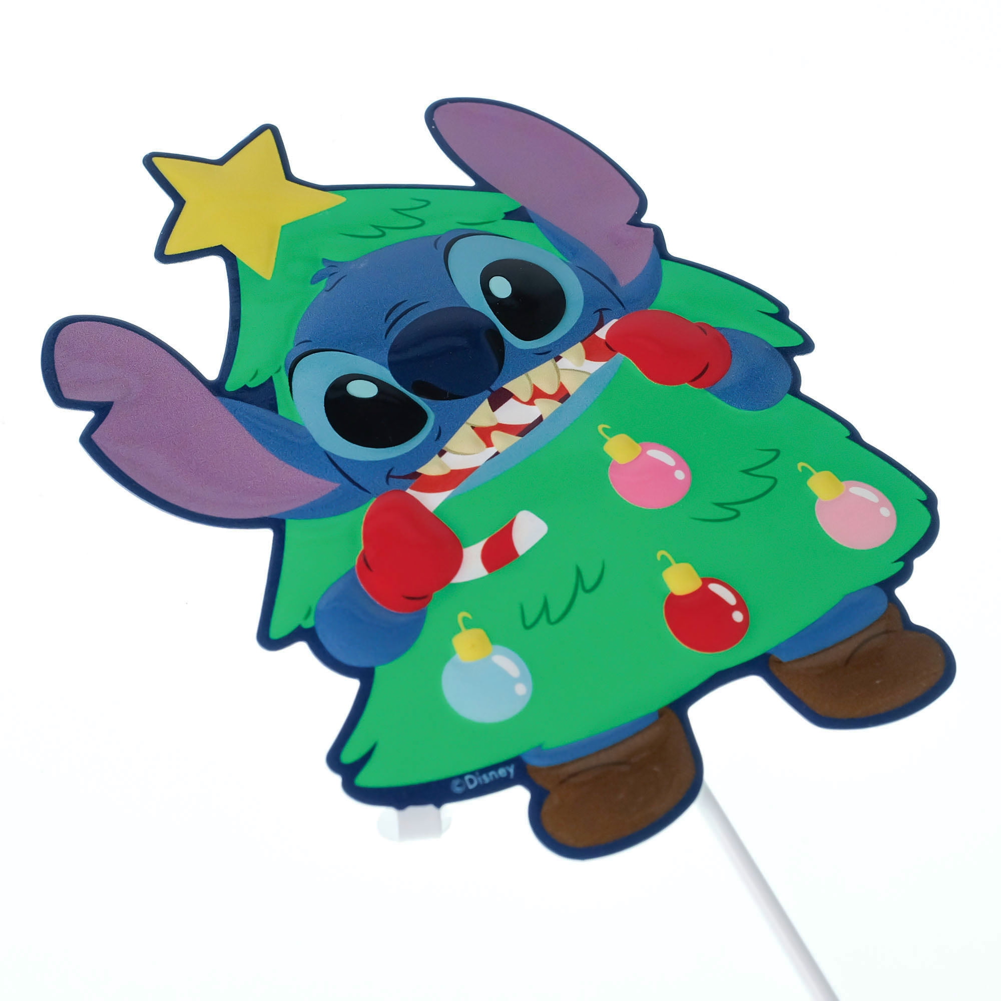 Disney Stitch Christmas Tree Mini Tin Yard Stake – 15 Inch Holiday Outdoor Decoration