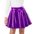 thumbnail image 2 of Girls Flared Skater Skirt Shiny Metallic Elastic Waist Flowy Skorts for Party Holiday Performance Event Kids Skirts 6-7Y, 2 of 7
