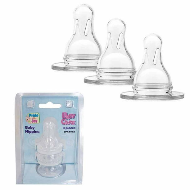 3 New Baby Bottle Nipples Natural Flow Soft Nipple Feeding Reduce Colic