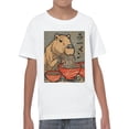 thumbnail image 2 of Ukiyo Block Print Capybara Ramen Youth's White T-shirt, 2 of 3